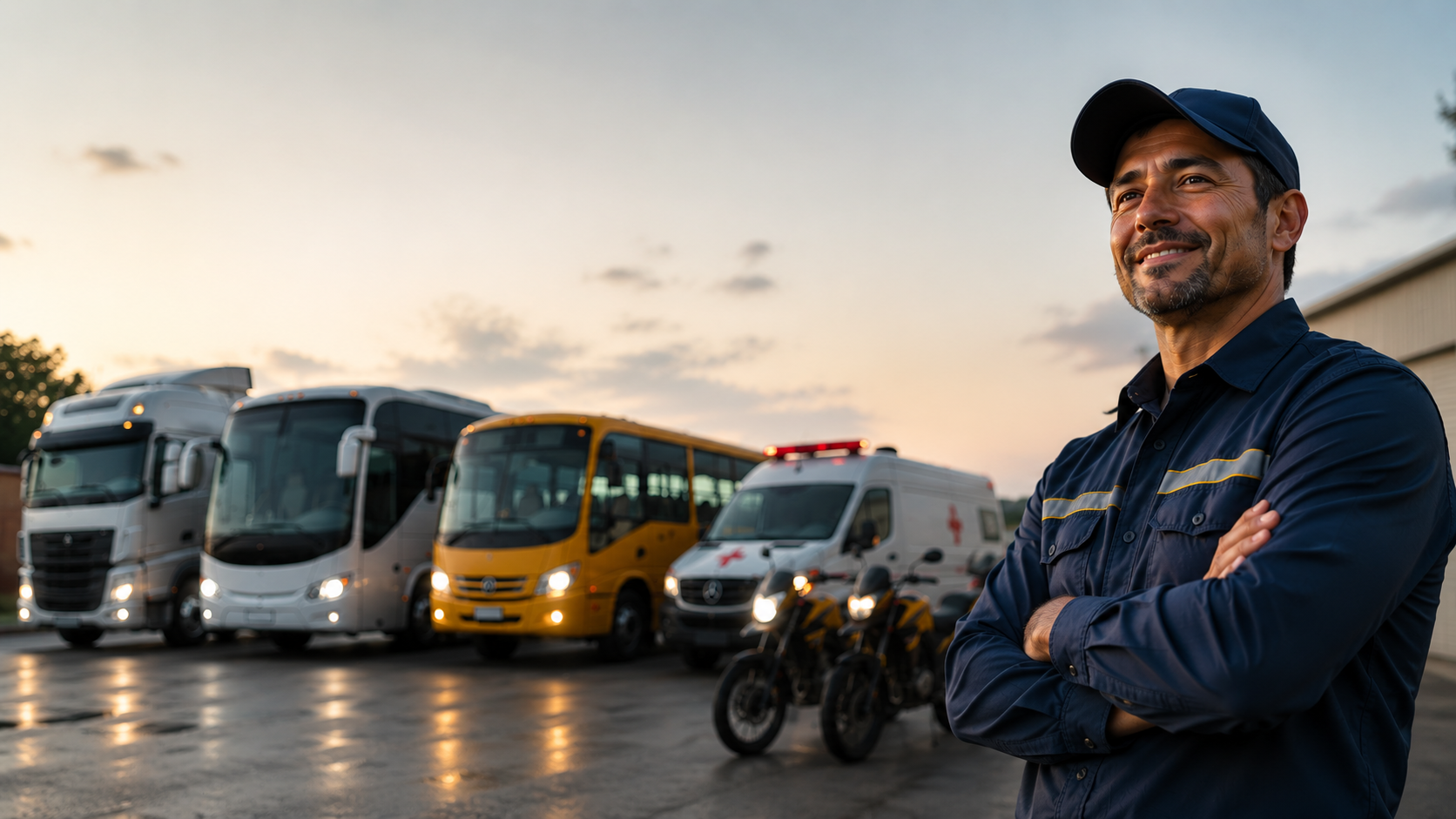 Caminhão, ônibus e motociclista profissional brasileiros